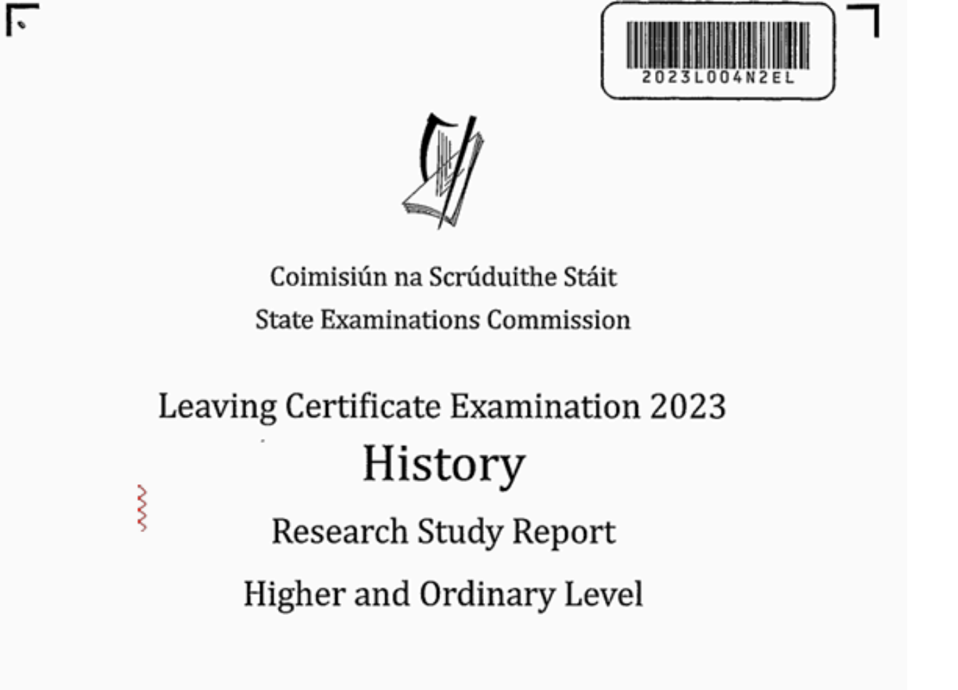 History Paper AND Project LC 2023 (Project 96%, Grade H1, )