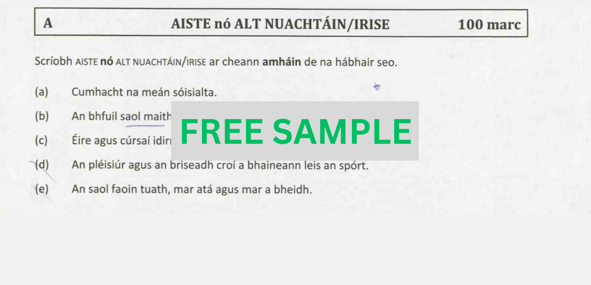 FREE - Irish Essay paragraphs