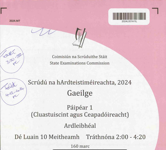 Irish Paper 1 & 2 LC 2024 (Grade 100%)